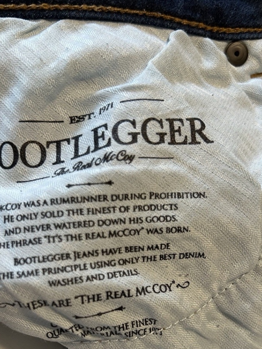 Bootlegger The Real McCoy Slim Boot Jeans Indigo Wash W26 L31 - Picture 5 of 6